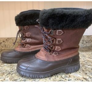 Sorel Brown Leather Caribou Snow Boots Women’s Size 10